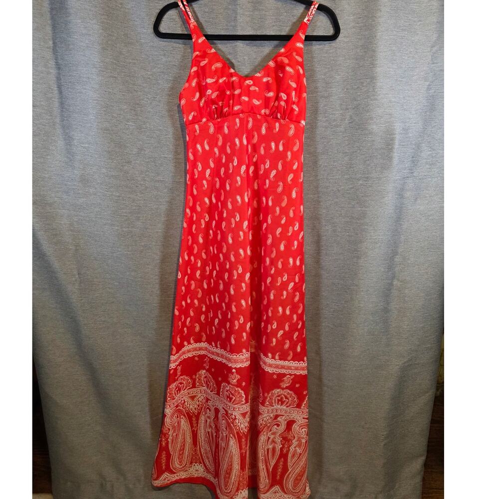 Vintage 70s Jack Hartley Inc Miami Red Bandana Boho Dress Sz Sm *READ*